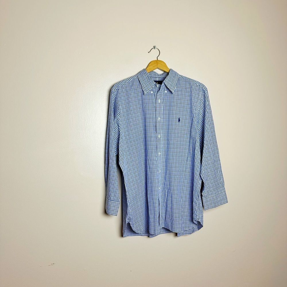 CLEARANCE! Men’s Blue Ralph Lauren Checkered Shirt Size 17-1/2 EUC
